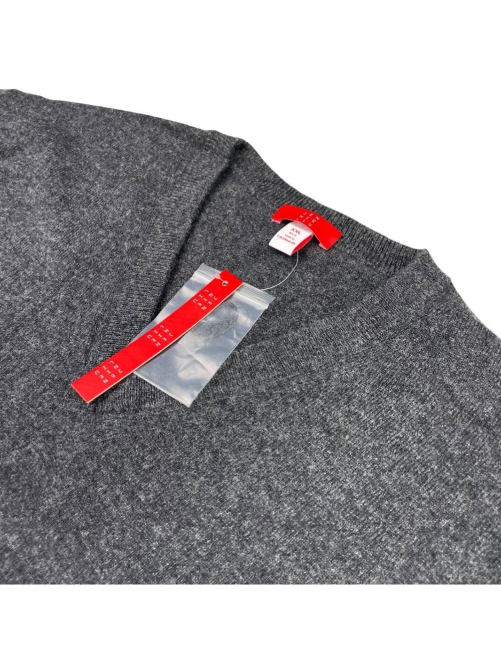 NEW Jennie Liu Men's 100% Cashmere V-Neck Pullover Sweater Gray • 2XL